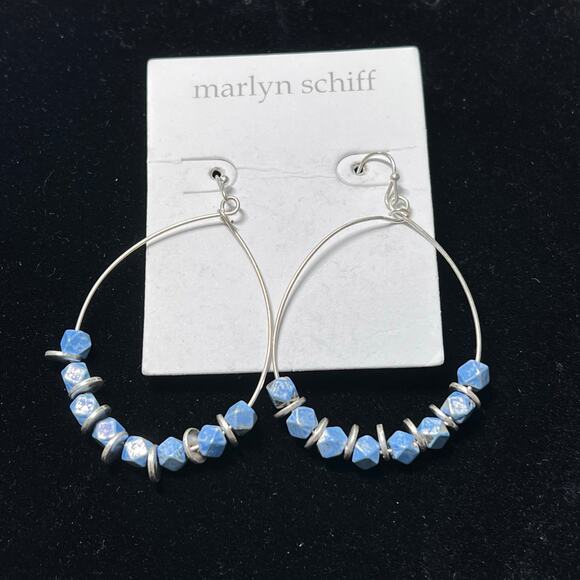 Marlyn Schiff Silver Periwinkle Hoop Earrings - Picture 1 of 3